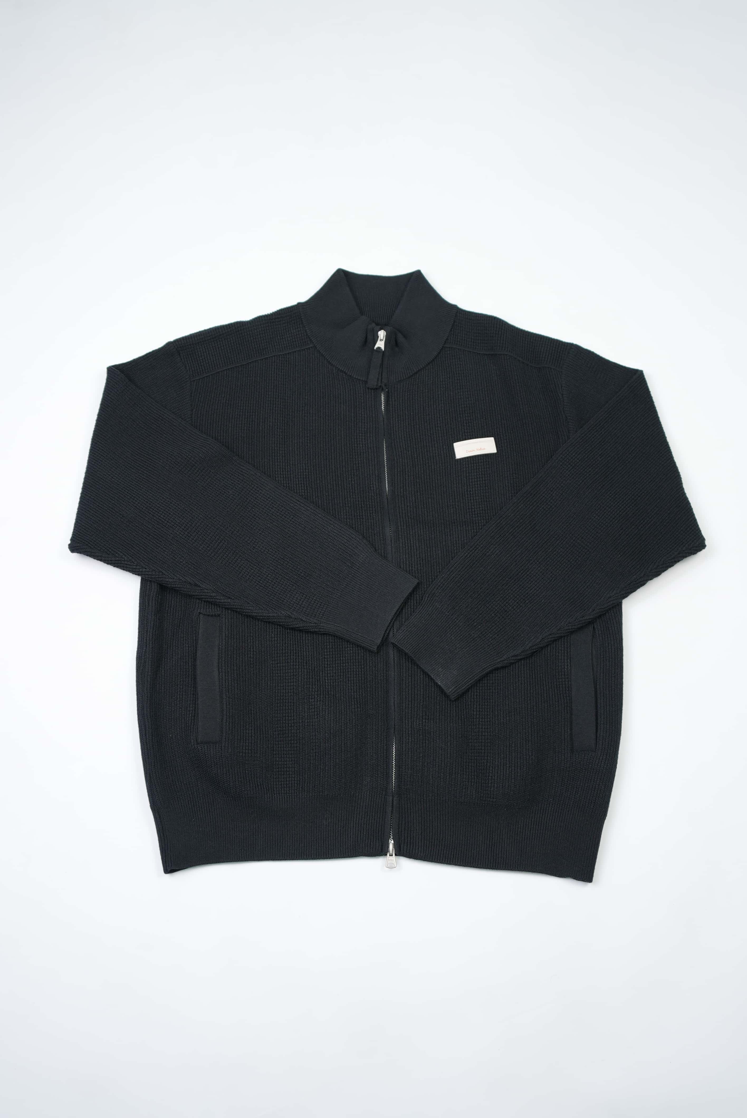 Textured Full-Zip Mock-Neck Cardigan