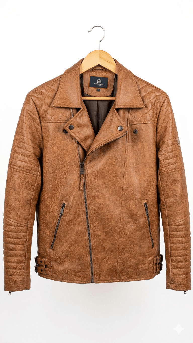 Asymmetrical Biker Leather Jacket 1